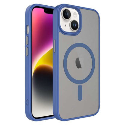 Apple iPhone 14 Plus Kılıf Mat Arka Yüzey Wireless Şarj Özellikli Zore Flet M-safe Kapak Gri