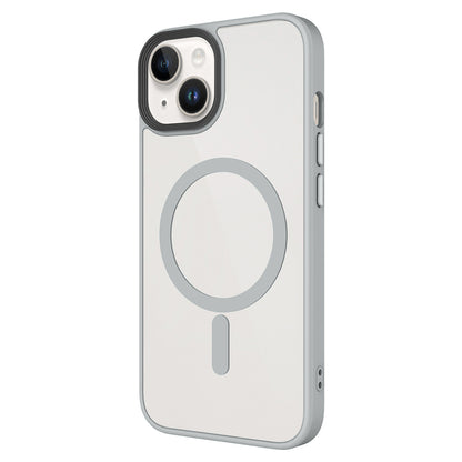 Apple iPhone 14 Plus Kılıf Mat Arka Yüzey Wireless Şarj Özellikli Zore Flet M-safe Kapak Mavi