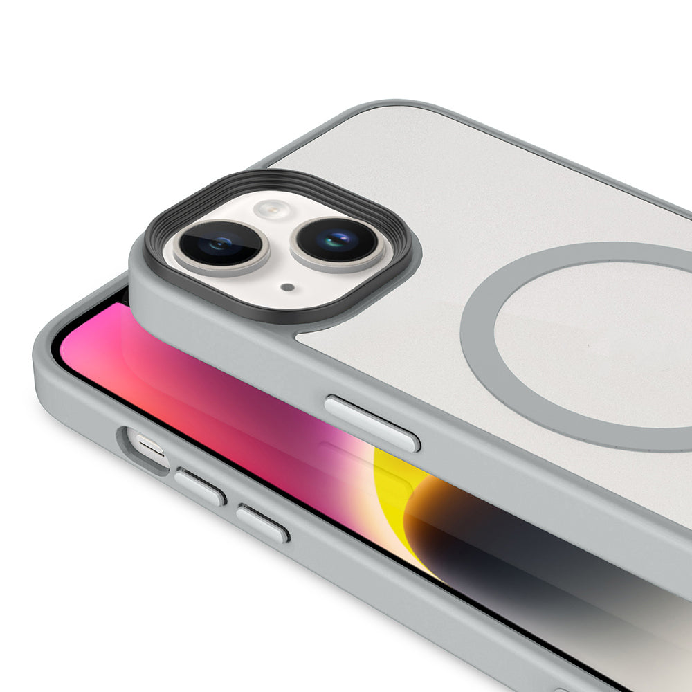 Apple iPhone 14 Plus Kılıf Mat Arka Yüzey Wireless Şarj Özellikli Zore Flet M-safe Kapak Derin Mor