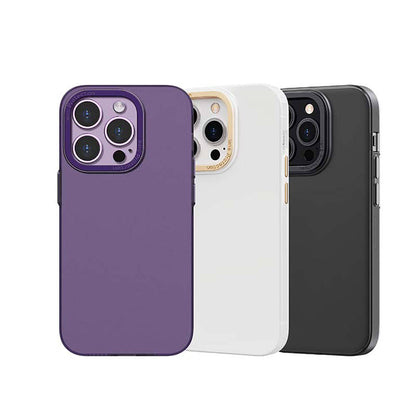 Apple iPhone 14 Plus Kılıf Metal Kamera Çerçeveli Recci Glaze Serisi Kapak Siyah