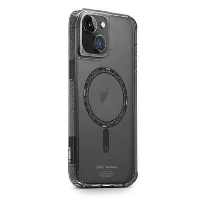 Apple iPhone 14 Plus Kılıf SkinArma Şeffaf Airbag Tasarımlı M-safe Şarj Özellikli Saido Kapak Füme