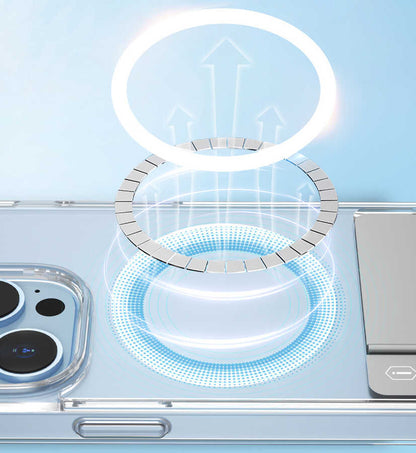 Apple iPhone 14 Plus Kılıf Standlı M-safe Wireless Şarj Özellikli Wiwu Aurora Serisi Kapak Renksiz