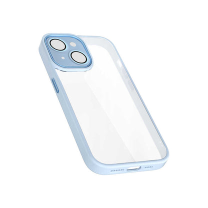 Apple iPhone 14 Plus Kılıf Wiwu VCC-104 Lens Korumalı Renkli Kenar Arkası Şeffaf Vivid Clear Kapak Mavi