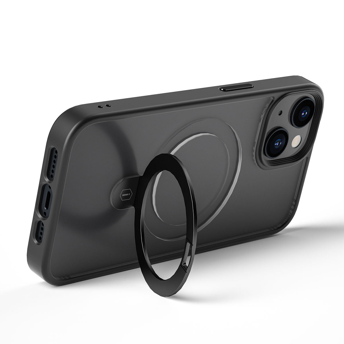 Apple iPhone 14 Plus Kılıf Wiwu ZMM-010 M-safe Şarj Özellikli Parmak İzi Bırakmayan Mat Transparan Standlı Kapak Derin Mor