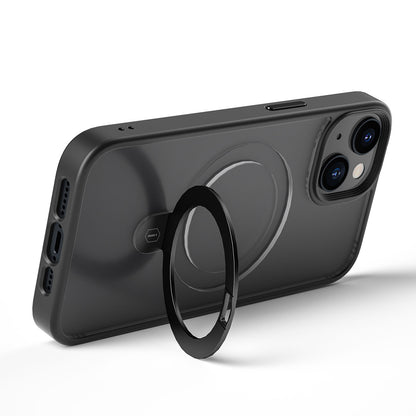 Apple iPhone 14 Plus Kılıf Wiwu ZMM-010 M-safe Şarj Özellikli Parmak İzi Bırakmayan Mat Transparan Standlı Kapak Derin Mor