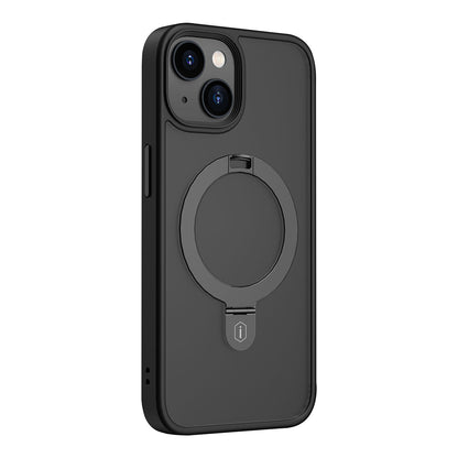 Apple iPhone 14 Plus Kılıf Wiwu ZMM-010 M-safe Şarj Özellikli Parmak İzi Bırakmayan Mat Transparan Standlı Kapak Siyah