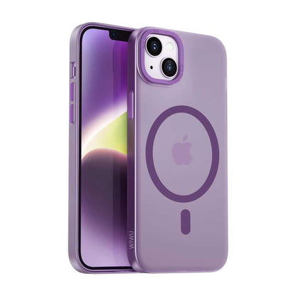 Apple iPhone 14 Plus Wiwu Frosted Magnetic Buzlu Sert PC Kapak Derin Mor