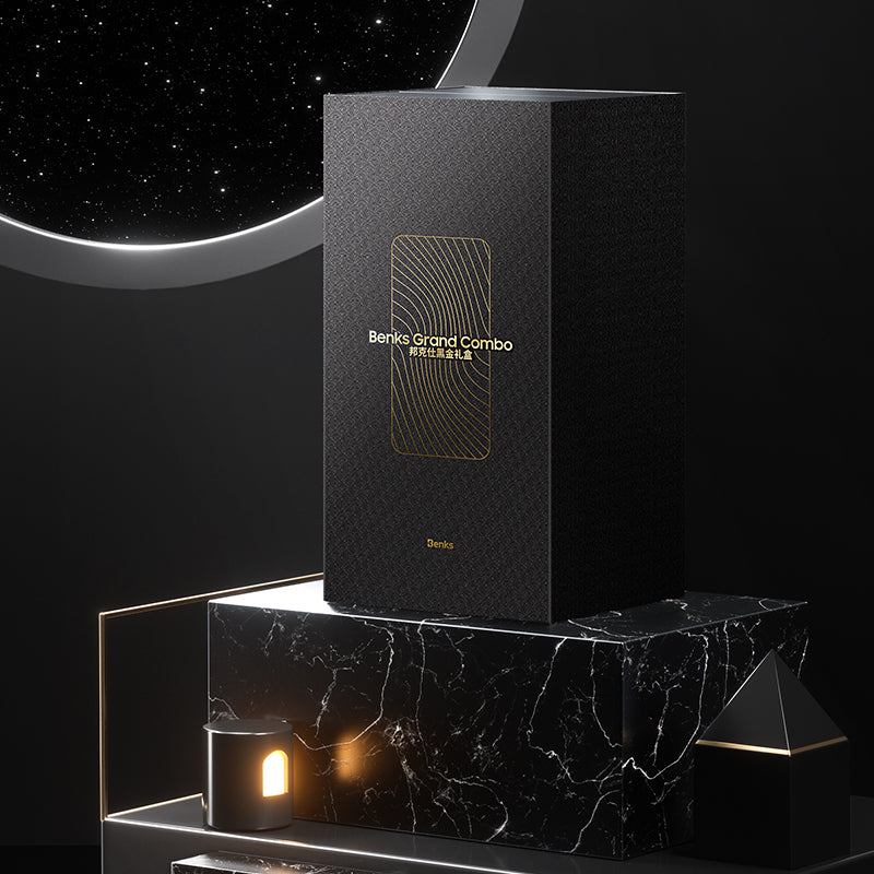 Apple iPhone 14 Pro Benks Grand Combo 5in1 Aksesuar Seti Kılıf-Ekran Koruyucu-Lens Koruyucu-Kablo-Powerbank Siyah