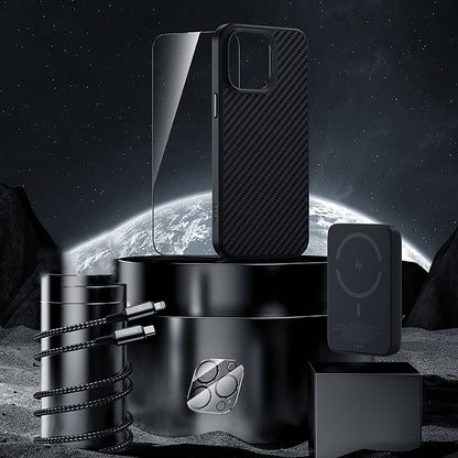 Apple iPhone 14 Pro Benks Grand Combo 5in1 Aksesuar Seti Kılıf-Ekran Koruyucu-Lens Koruyucu-Kablo-Powerbank Siyah