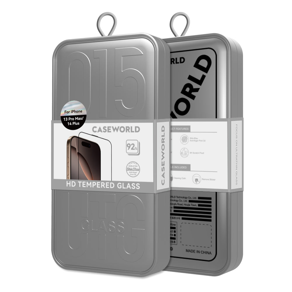 Apple iPhone 14 Pro CaseWorld 0.25mm HD 3D Temperli Cam Ekran Koruyucu + Uygulama Aparatlı Şeffaf