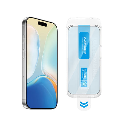 Apple iPhone 14 Pro CaseWorld Applicator Serisi 2.5D Eyesafe Mavi Işık Teknolojili Safir 0.33mm Temperli Cam Ekran Koruyucu + Uygulama Aparatı