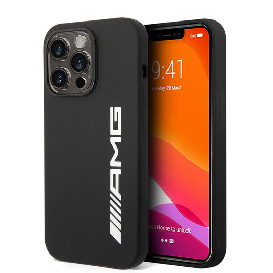 Apple iPhone 14 Pro Kılıf AMG M-safe Şarj Özellikli Büyük Logo Dizayn Kapak Siyah