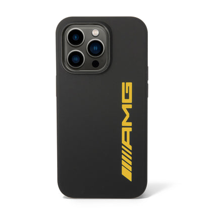 Apple iPhone 14 Pro Kılıf AMG Silikon Büyük Sarı Logo Dizayn Kapak Siyah-Sarı