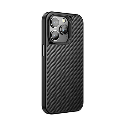 Apple iPhone 14 Pro Kılıf Aramid Karbon Fiber M-safe Özellikli Wlons Radison Kapak Siyah