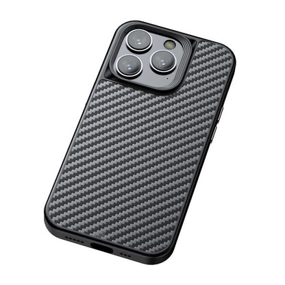 Apple iPhone 14 Pro Kılıf Aramid Karbon Fiber M-safe Özellikli Wlons Radison Kapak Siyah