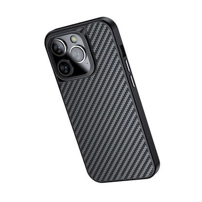 Apple iPhone 14 Pro Kılıf Aramid Karbon Fiber M-safe Özellikli Wlons Radison Kapak Siyah