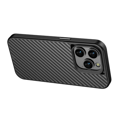 Apple iPhone 14 Pro Kılıf Aramid Karbon Fiber M-safe Özellikli Wlons Radison Kapak Siyah