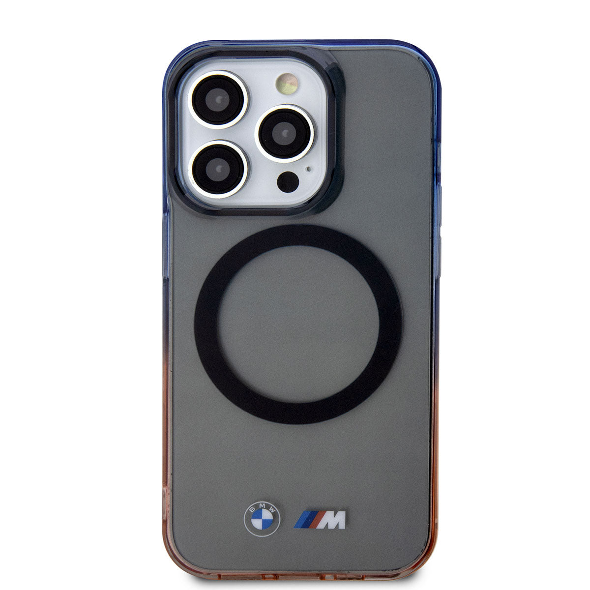 Apple iPhone 14 Pro Kılıf BMW M-safe Şarj Özellikli Transparan Renk Geçişli Dizayn Kapak Gri
