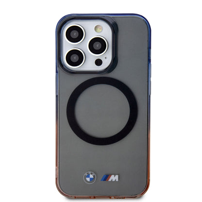 Apple iPhone 14 Pro Kılıf BMW M-safe Şarj Özellikli Transparan Renk Geçişli Dizayn Kapak Gri