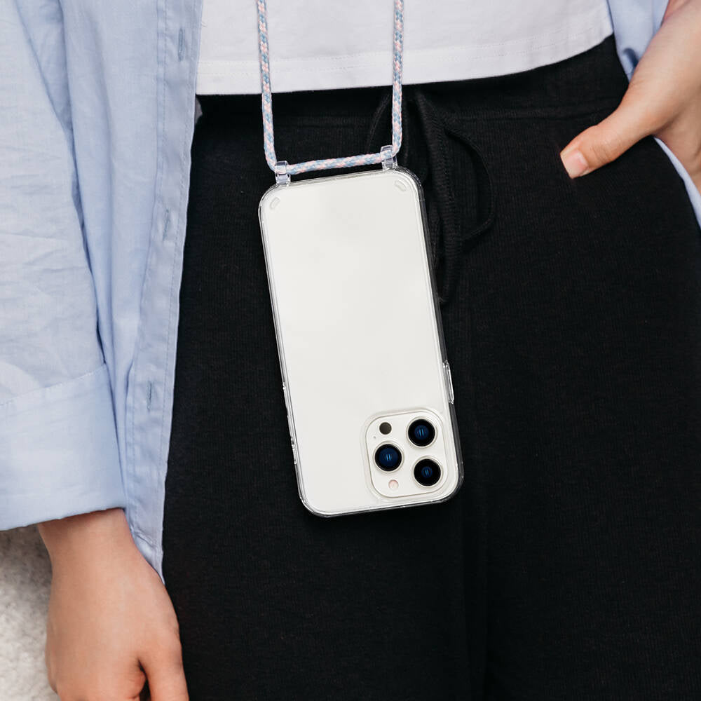 Apple iPhone 14 Pro Kılıf Boyun Askılı Şok Önleyicili Şeffaf Lisanslı Switcheasy Play Kapak Lacivert