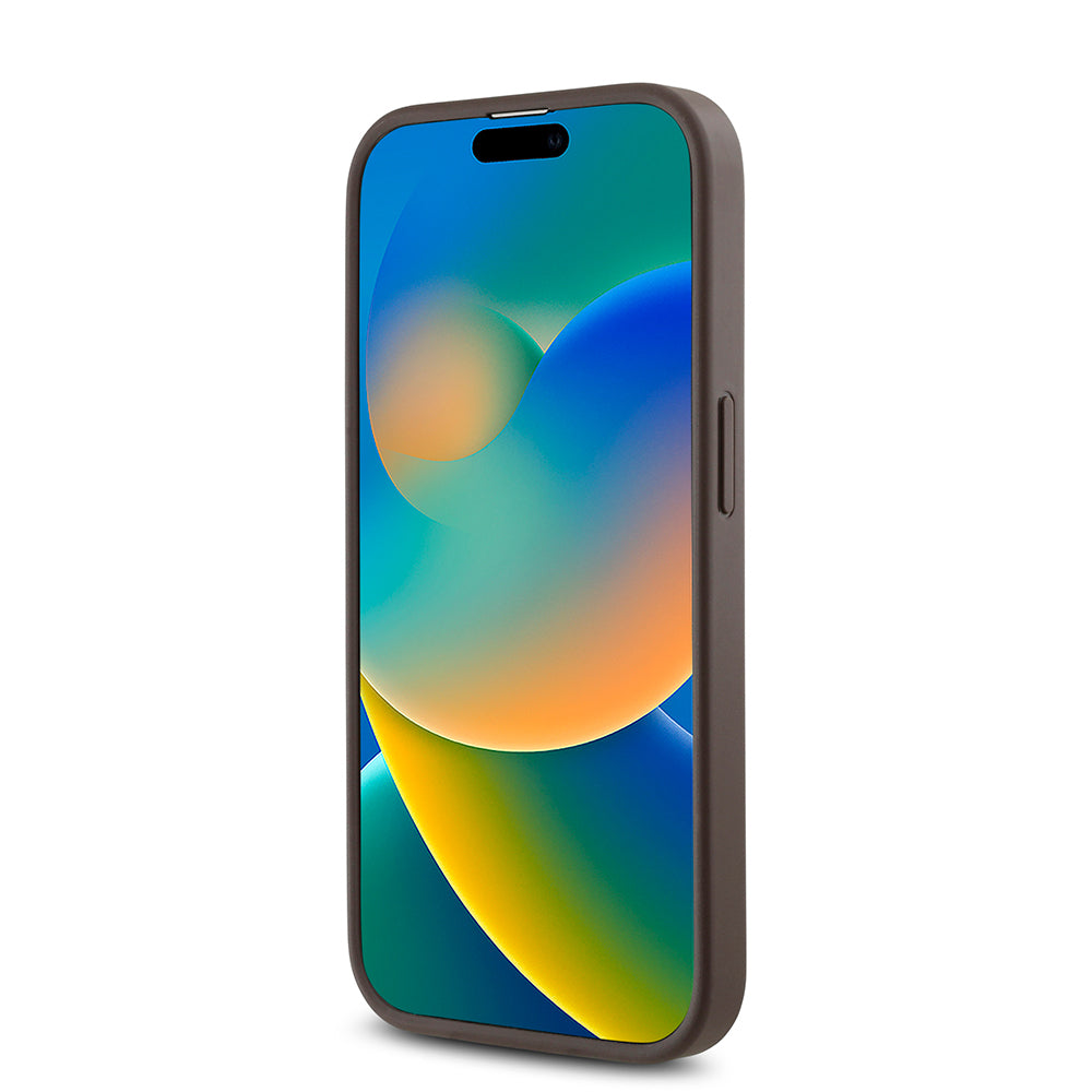 Apple iPhone 14 Pro Kılıf Guess Orjinal Lisanslı M-safe Şarj Özellikli Gül Baskılı 4G Desenli Yazı Logolu Kapak Kahverengi