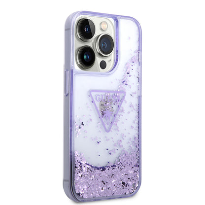 Apple iPhone 14 Pro Kılıf GUESS Transparan Sıvılı Simli Dizayn Kapak
