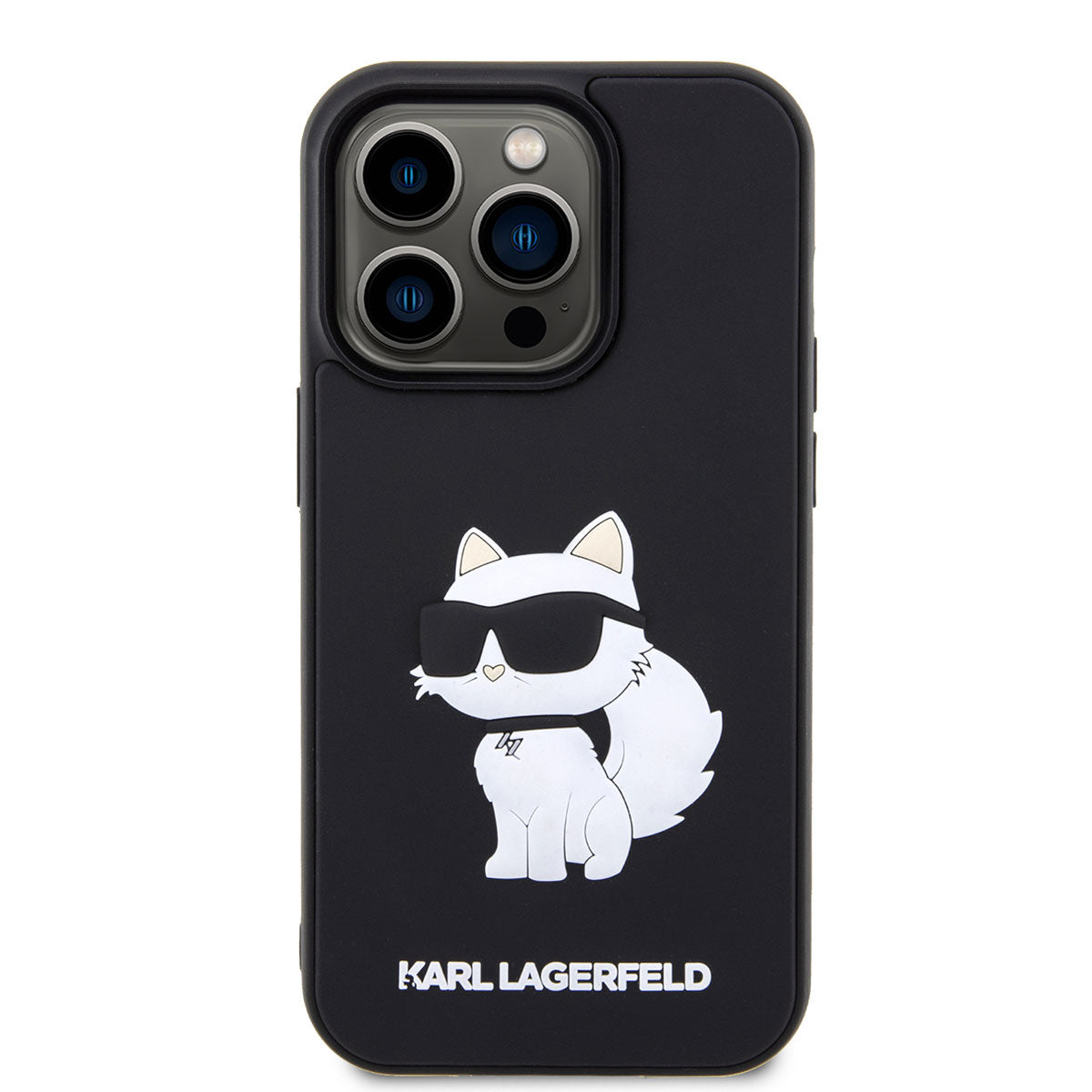 Apple iPhone 14 Pro Kılıf Karl Lagerfeld 3D Rubber Choupette Dizayn Kapak Siyah