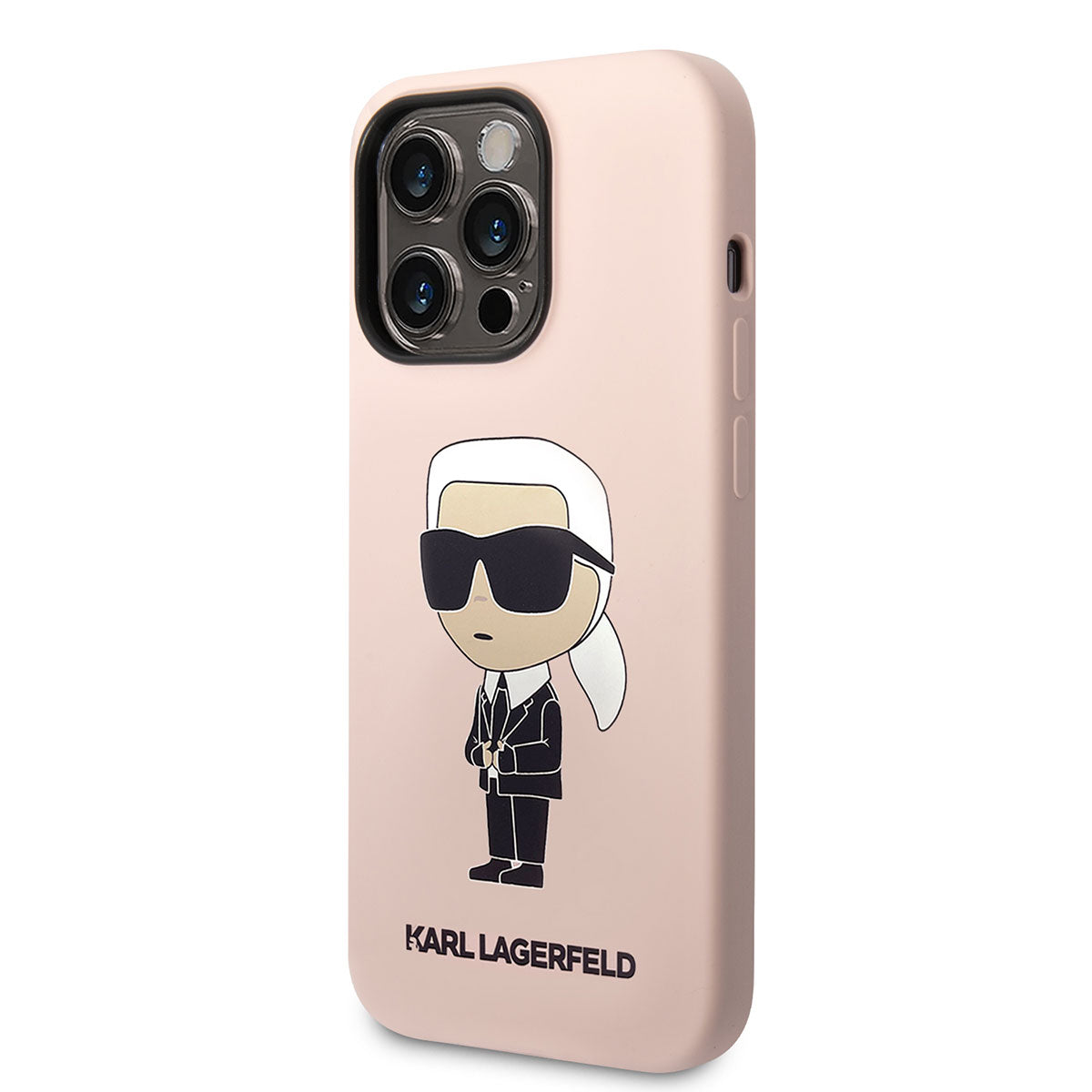 Apple iPhone 14 Pro Kılıf Karl Lagerfeld Silikon Karl Dizayn Kapak Pembe