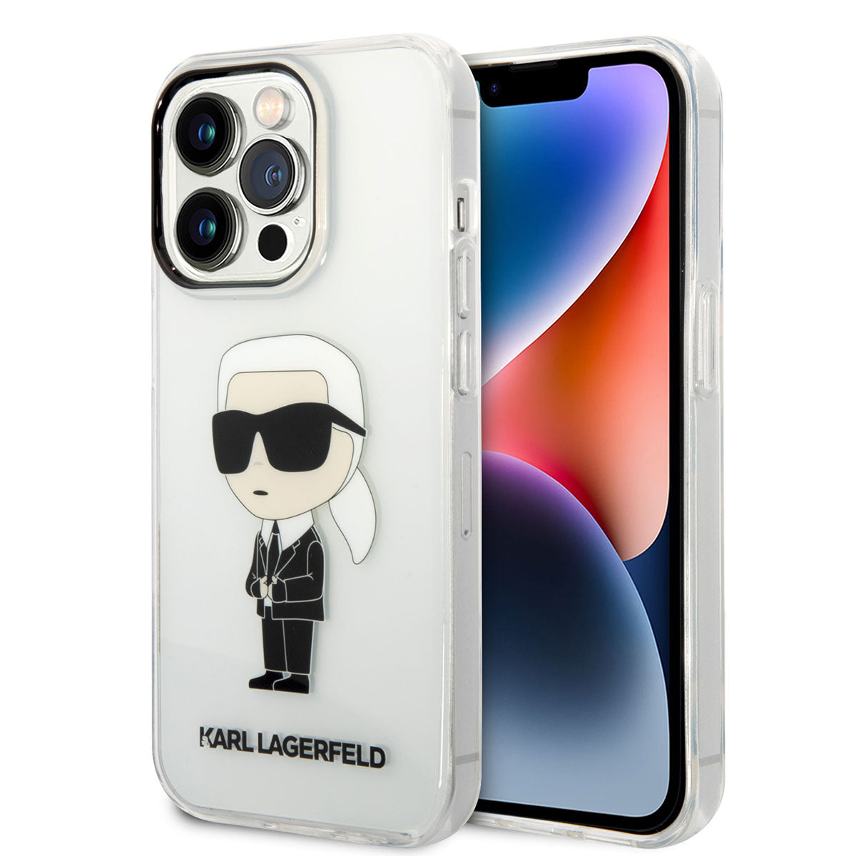 Apple iPhone 14 Pro Kılıf Karl Lagerfeld Transparan İkonik Karl Dizayn Kapak Renksiz
