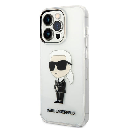 Apple iPhone 14 Pro Kılıf Karl Lagerfeld Transparan İkonik Karl Dizayn Kapak Renksiz