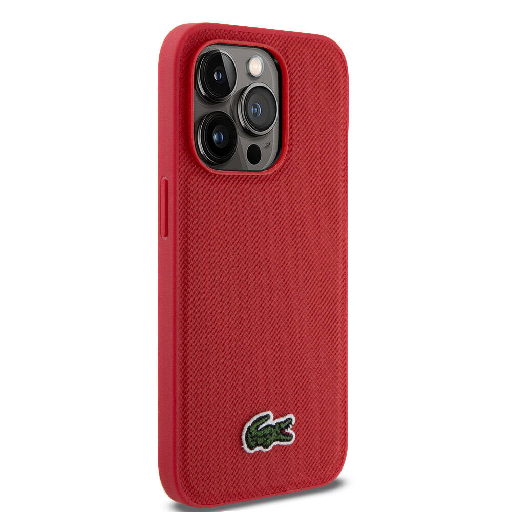 Apple iPhone 14 Pro Kılıf Lacoste Orjinal Lisanslı PU Pike Desenli Arka Yüzey İkonik Timsah Dokuma Logolu Kapak Siyah