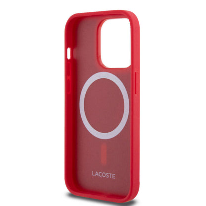 Apple iPhone 14 Pro Kılıf Lacoste Orjinal Lisanslı PU Pike Desenli Arka Yüzey İkonik Timsah Dokuma Logolu Kapak Siyah