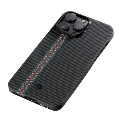 Apple iPhone 14 Pro Kılıf M-safe Şarj Özellikli 600D Aramid Fiber Pitaka Tactile Woven Orchestra Serisi Rhapsody Kapak Siyah