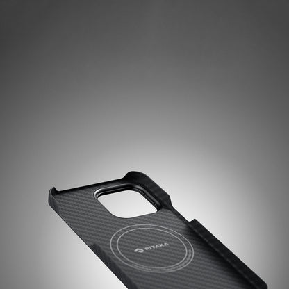 Apple iPhone 14 Pro Kılıf M-safe Şarj Özellikli 600D Aramid Fiber Pitaka Tactile Woven Orchestra Serisi Rhapsody Kapak Siyah
