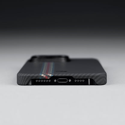 Apple iPhone 14 Pro Kılıf M-safe Şarj Özellikli 600D Aramid Fiber Pitaka Tactile Woven Orchestra Serisi Rhapsody Kapak Siyah