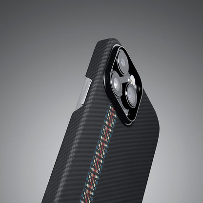 Apple iPhone 14 Pro Kılıf M-safe Şarj Özellikli 600D Aramid Fiber Pitaka Tactile Woven Orchestra Serisi Rhapsody Kapak Siyah