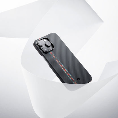 Apple iPhone 14 Pro Kılıf M-safe Şarj Özellikli 600D Aramid Fiber Pitaka Tactile Woven Orchestra Serisi Rhapsody Kapak Siyah