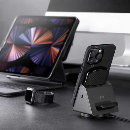 Apple iPhone 14 Pro Kılıf M-safe Şarj Özellikli 600D Aramid Fiber Pitaka Tactile Woven Orchestra Serisi Rhapsody Kapak Siyah