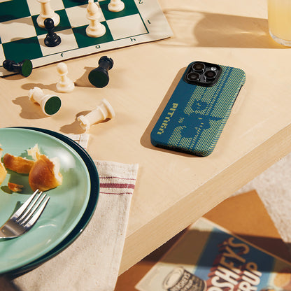 Apple iPhone 14 Pro Kılıf M-safe Şarj Özellikli Aramid Fiber Pitaka Tactile Woven Pixel Game Kapak Yeşil-Mavi