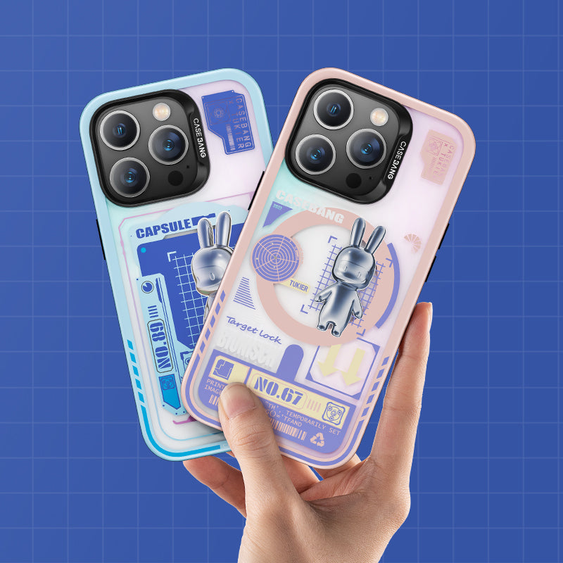 Apple iPhone 14 Pro Kılıf M-safe Şarj Özellikli Benks Casebang Rabbit Kapak Pembe