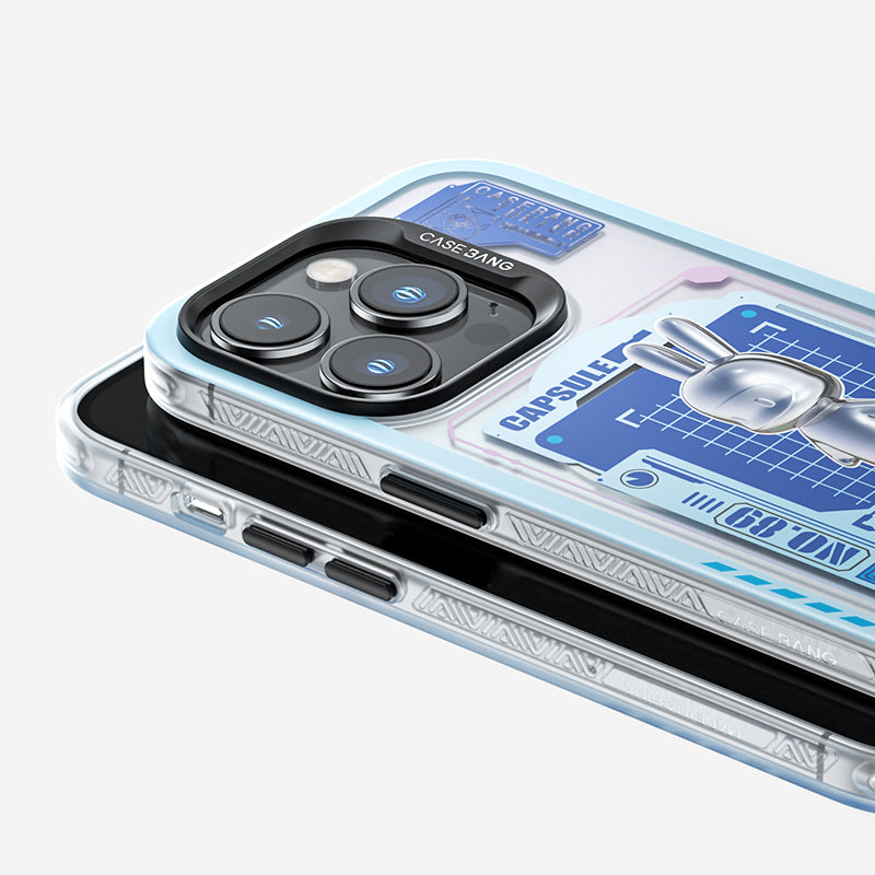 Apple iPhone 14 Pro Kılıf M-safe Şarj Özellikli Benks Casebang Rabbit Kapak Mavi