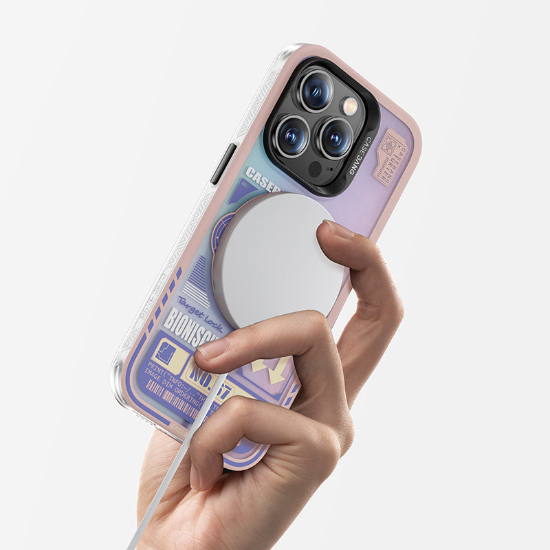 Apple iPhone 14 Pro Kılıf M-safe Şarj Özellikli Benks Casebang Rabbit Kapak Pembe