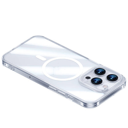 Apple iPhone 14 Pro Kılıf M-safe Şarj Özellikli Benks Magnetic Shiny Glass Serisi Kapak Renksiz