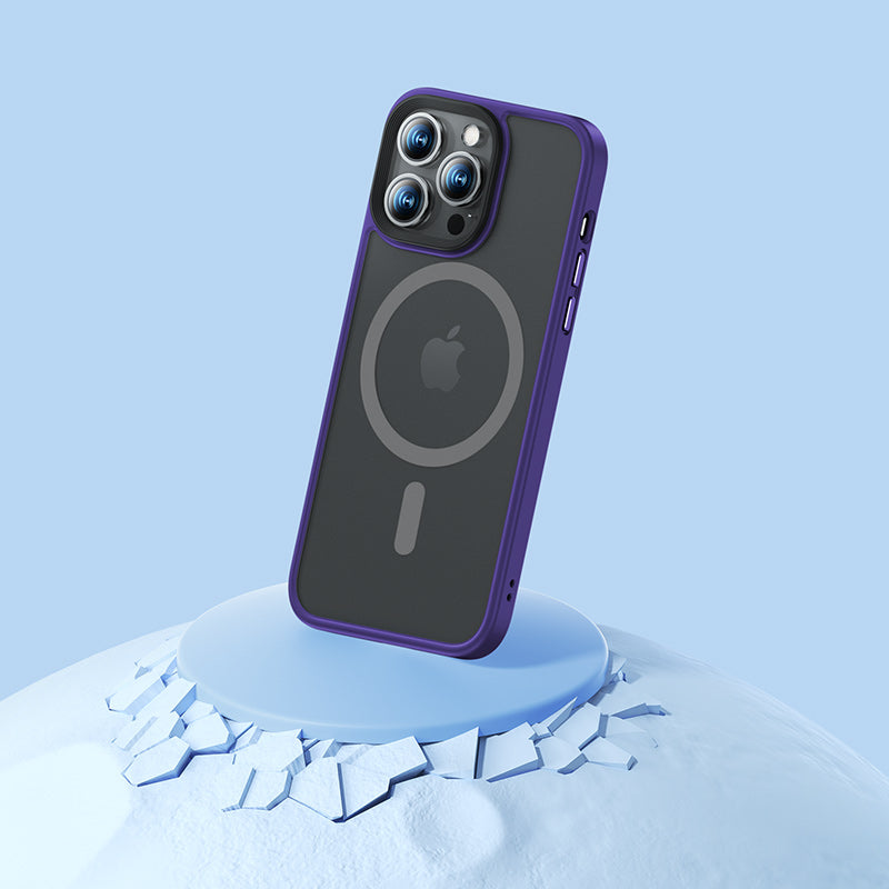 Apple iPhone 14 Pro Kılıf M-safe Şarj Özellikli Benks Mist Hybrid Kapak Derin Mor