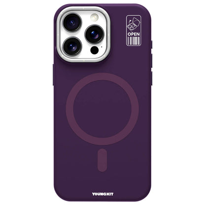 Apple iPhone 14 Pro Kılıf M-safe Şarj Özellikli Kamera Standlı Youngkit Bitty Cream Kapak Mor