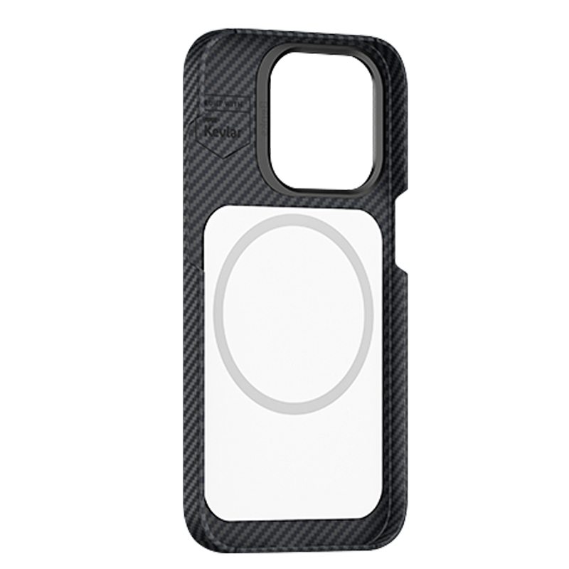 Apple iPhone 14 Pro Kılıf M-safe Şarj Özellikli Karbon Fiber Benks MFM Lisanslı 600D Essential Kevlar Kapak Siyah