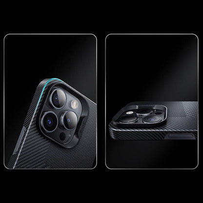 Apple iPhone 14 Pro Kılıf M-safe Şarj Özellikli Karbon Fiber Benks Montage ArmorAir Kevlar Kapak Siyah