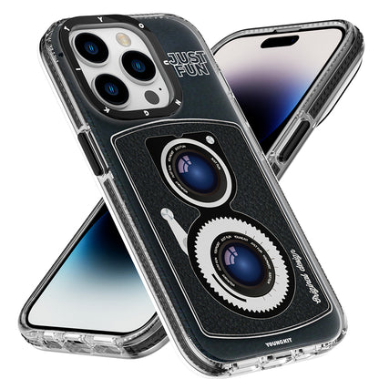 Apple iPhone 14 Pro Kılıf M-safe Şarj Özellikli Lens Figürlü YoungKit Art Film Serisi Kapak Beyaz