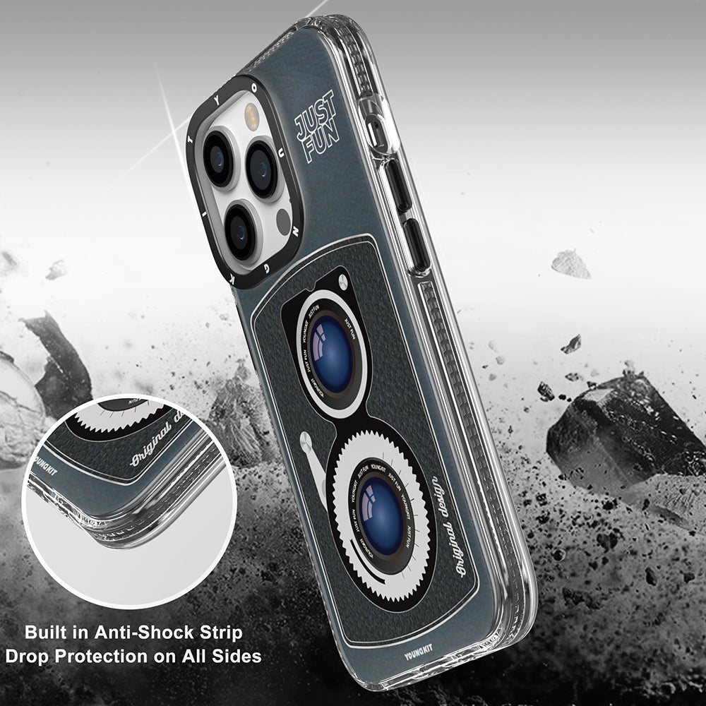 Apple iPhone 14 Pro Kılıf M-safe Şarj Özellikli Lens Figürlü YoungKit Art Film Serisi Kapak Siyah