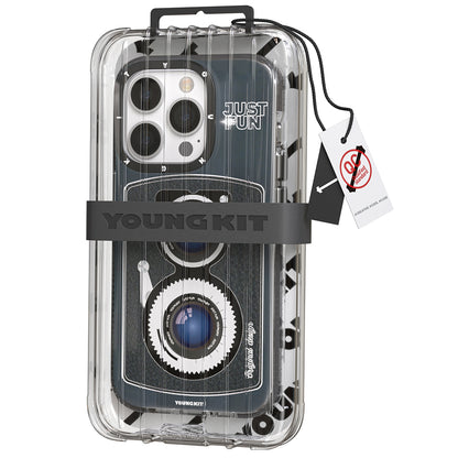 Apple iPhone 14 Pro Kılıf M-safe Şarj Özellikli Lens Figürlü YoungKit Art Film Serisi Kapak Beyaz